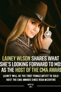 Lainey Wilson is gearing up to host the CMA Awards on November 19th â and she couldnât be more excited! Hereâs what sheâs most looking forward to as she steps into the spotlight as this yearâs host đ 3653844d 3f90 4a22 90c7 166234933218