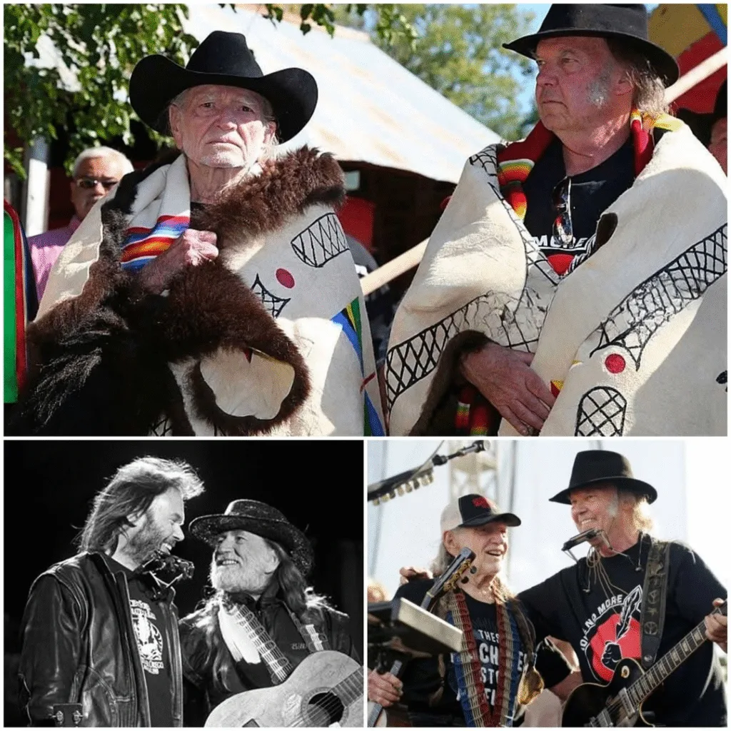 BREAKING: Willie Nelson and Neil Young Honored by Native Nations in Historic Ceremony for Advocacy of Farmers and Indigenous Rights. Featured image