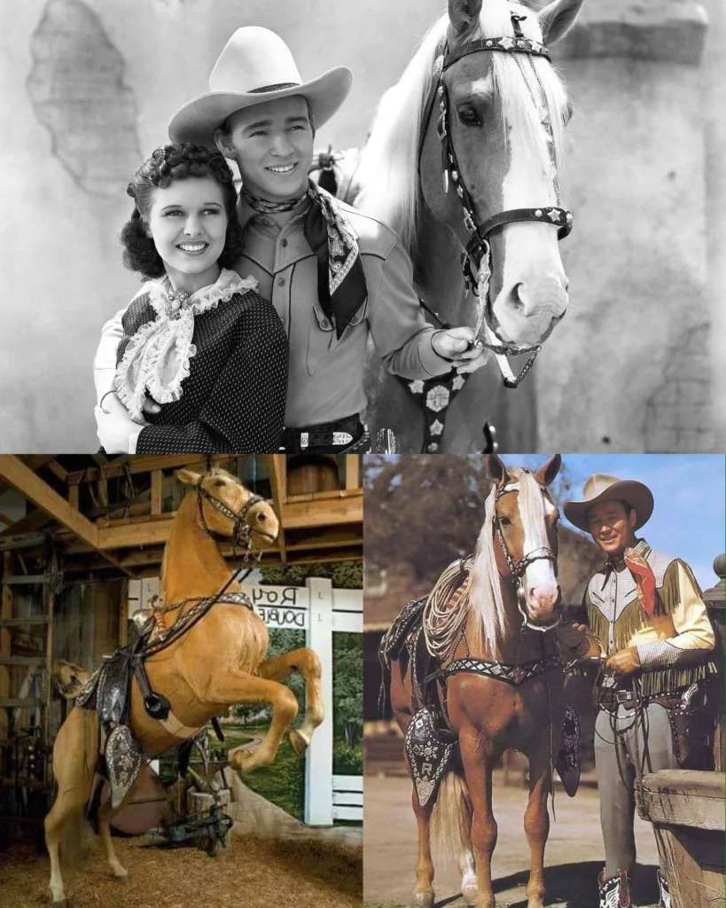 “HE NEVER LEFT HIS HORSE BEHIND.” 🐴 They said Roy Rogers was never seen without his golden palomino, Trigger — and they were right. Trigger wasn’t just a horse. He was Roy’s shadow, his partner, his best friend on every trail and every screen. When Trigger passed, Roy couldn’t let go. So he did something people still talk about today — he preserved him, standing tall, just like the old days. “Trigger wasn’t just a horse,” Roy once said softly. “He was part of my heart.” It sounds unusual… but maybe that’s what real loyalty looks like. A bond so deep, even time can’t separate it. Featured image