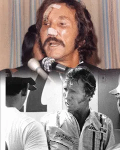 “THIRTY-SEVEN STITCHES — AND A SMILE THAT NEVER QUIT.” 💔 The crash at the Charlotte 500 was brutal. Marty Robbins hit the wall at nearly 160 mph — his face torn open from between his eyes down to his jaw. Doctors counted over thirty stitches, maybe thirty-seven, to close the wound. Two ribs broken, his tailbone cracked, bruises everywhere. Most men would’ve stayed down. But not Marty. Just days later, he walked into a Nashville concert wearing a tuxedo, his face still swollen and marked with stitches. The crowd went silent when they saw him. Then he smiled — that same calm, easy grin — and started to sing. No excuses. No drama. Just music. That night, every note carried something raw and real — the sound of a man who’d faced the wall and refused to quit. He didn’t come to prove he was tough. He came to remind everyone that courage doesn’t heal in secret — it shows up, scar and all. Featured image