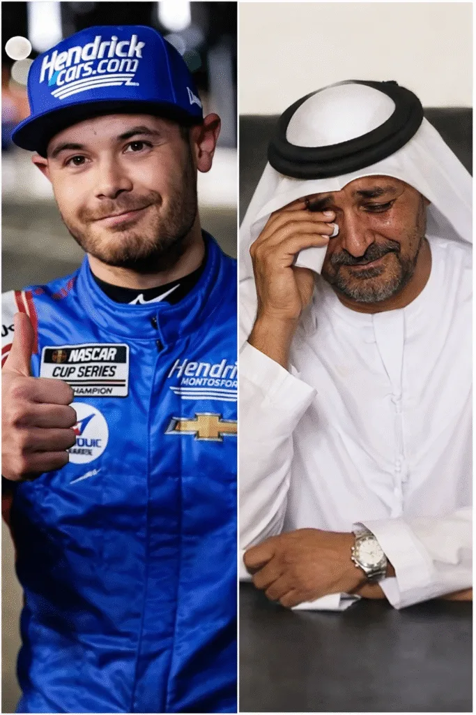 BREAKING NEWS: Sheikh Ahmed Al-Maktoum, an oil billionaire famous for his collection of supercars and yachts worth billions, spent around $5 million to invite Kyle Larson – the world’s No. 2 driver – as a special guest to his 50th birthday party. Sheikh Ahmed, a devoted fan of Larson, follows all his races and has even sent him personal gifts. This time, he didn’t just invite Larson—he offered an insane “appearance package”: a private jet from the U.S. to Dubai, a 7-day stay in the luxurious Burj Al Arab penthouse, and only 2 hours at the party to cut the birthday cake with the host and take photos with VIP guests. Immediately after, Larson gave a response that moved Sheikh Al-Maktoum to tears! In an extraordinary display of admiration, Sheikh Ahmed Al-Maktoum, the oil billionaire famed for his supercar and yacht collections, reportedly spent around $5 million to invite Kyle Larson, the world’s No. 2 NASCAR driver, to his 50th birthday celebration. The lavish invitation included an unparalleled luxury experience designed to honor Larson and reflect Sheikh Ahmed’s deep respect for his achievements on the track. Sources close to the event reveal that Sheikh Ahmed has been a long-time admirer of Larson. He is said to follow all of Larson’s races meticulously and has sent personal gifts in the past. This latest gesture, however, elevated his fan devotion to an entirely new level, showcasing both immense wealth and a personal connection that goes beyond typical celebrity admiration. The centerpiece of the invitation was an “appearance package” reportedly worth millions. It included a private jet flight from the U.S. directly to Dubai, ensuring Larson’s travel would be comfortable and stress-free. Such a lavish arrangement highlighted the lengths Sheikh Ahmed was willing to go to secure Larson’s presence at the exclusive celebration. Upon arrival in Dubai, Larson was hosted in the Burj Al Arab penthouse for a luxurious seven-day stay. The penthouse, one of the world’s most opulent accommodations, offered unmatched views, privacy, and amenities. Insiders indicate that every detail—from personal chefs to security arrangements—was meticulously organized to ensure Larson’s comfort and enjoyment. The party itself was structured around a brief but highly significant appearance by Larson. He was allotted only two hours to interact with VIP guests, cut the birthday cake with Sheikh Ahmed, and take photos. Sources close to the billionaire explained that this limited window was carefully planned to maintain the exclusivity of the celebration while providing Larson a meaningful moment. Immediately following the invitation and arrangements, Larson reportedly gave a response that profoundly touched Sheikh Ahmed. Though details are closely guarded, insiders describe Larson’s words as heartfelt, expressing genuine gratitude and humility. The gesture reportedly moved Sheikh Ahmed to tears, a rare public display of emotion for the usually stoic billionaire. The private interaction between Larson and Sheikh Ahmed reportedly went beyond the formalities of the party. Sources reveal that Larson took time to personally thank the Sheikh for his generosity and expressed admiration for his achievements. This candid exchange reportedly strengthened a personal bond that had been developing over years of mutual respect. Social media and racing communities quickly picked up on the news, marveling at the extreme lengths Sheikh Ahmed went to honor Larson. Fans were fascinated by the combination of wealth, fan dedication, and personal appreciation displayed in such an extravagant manner, sparking debates about celebrity culture, generosity, and the personal connections formed through sport. Insiders also revealed a little-known detail: Sheikh Ahmed had coordinated with Larson’s management team months in advance. Every aspect—from flight schedules to the penthouse arrangements—was planned in secrecy to maintain an element of surprise and ensure Larson’s visit was seamless. This level of detail underscored the billionaire’s commitment and respect for Larson. Larson’s brief but memorable role at the party included more than ceremonial appearances. Sources suggest he shared racing stories, engaged with VIPs on topics of sport and performance, and subtly inspired guests with his achievements and discipline. Even in a short timeframe, his presence left a lasting impression on attendees. Sheikh Ahmed’s emotional reaction following Larson’s comments surprised many, as the billionaire is known for his composed demeanor. The intimate exchange reportedly demonstrated how deeply he values personal acknowledgment and authentic connection, showing that even in a world of wealth and power, genuine human emotion remains profoundly significant. Fans of both Larson and Sheikh Ahmed took to social media to express admiration and excitement. The story quickly went viral, with discussions focusing on the extraordinary nature of the invitation and the emotional resonance of Larson’s response. Many praised the billionaire for his generosity and Larson for his humility. Behind the scenes, insiders revealed that Larson was initially hesitant to accept the invitation due to his racing schedule and personal commitments. However, the sheer scale of the offer, combined with the personal attention from Sheikh Ahmed, ultimately persuaded him, highlighting the careful planning and persuasion involved in securing his attendance. Analysts in sports and celebrity culture noted that the event represents a unique intersection of wealth, fandom, and personal respect. Such gestures go beyond typical celebrity appearances, showcasing how admiration for talent can manifest in extraordinary, deeply personal ways. The event also served to strengthen Larson’s international profile. Participating in a celebration of this scale in Dubai, interacting with high-profile VIPs, and sharing a heartfelt moment with a billionaire fan enhanced his reputation both within NASCAR and globally, demonstrating the influence of cross-cultural admiration in sport. In conclusion, Sheikh Ahmed Al-Maktoum’s lavish invitation to Kyle Larson for his 50th birthday was not just a display of wealth but a profound expression of admiration and respect. Larson’s heartfelt response, which moved the billionaire to tears, highlighted the human connection behind the extravagance. This unforgettable moment combined luxury, emotion, and mutual respect, creating a story that will be remembered by fans, insiders, and the racing world for years to come.