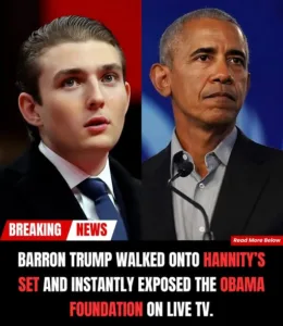 BARRON TRUMP JUST ENDED THE OBAMA ERA ON LIVE TV Barron walked in, dropped a black flash drive on the desk, and dismantled the Obama Foundation with a single cold monologue that froze the studio in place. 591966431 823235867357756 1382215295019221823 n