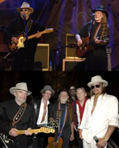 “TWO OUTLAWS, 80 YEARS OF MUSIC… AND ONE FINAL NIGHT TOGETHER.” People still talk about that night in 2015 like it was a quiet miracle. Merle walked a little slower, Willie watched him a little closer, and the crowd seemed to hold its breath without knowing why. When the lights rose, the two of them stood side by side the way they had for half a lifetime — easy, steady, almost boyish again. Merle lifted his guitar, Willie nodded, and suddenly the years didn’t matter. Their voices weren’t perfect, but they were honest, cracked in all the places life had carved into them. Some say that during “Pancho and Lefty,” Willie stepped back just enough for Merle’s voice to carry the room. And for a moment, everyone felt the same truth — this wasn’t just another show. It was the last chapter of a friendship that had already become legend. Featured image