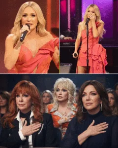LAST NIGHT AT THE Grand Ole Opry, something shifted. Carrie Underwood walked onto that stage like she was carrying more than a song. The room went quiet in a way that felt old. Respectful. Heavy. When the first notes filled the air, it didn’t feel like a performance. It felt borrowed — as if echoes of Patsy Cline, Reba McEntire, and Martina McBride were moving through her. No one cheered right away. Some couldn’t. Grown men stared at the floor. Legends backstage stood still. Carrie reached the final note… and something in her broke open. What happened next wasn’t meant for applause. It was meant to be remembered.