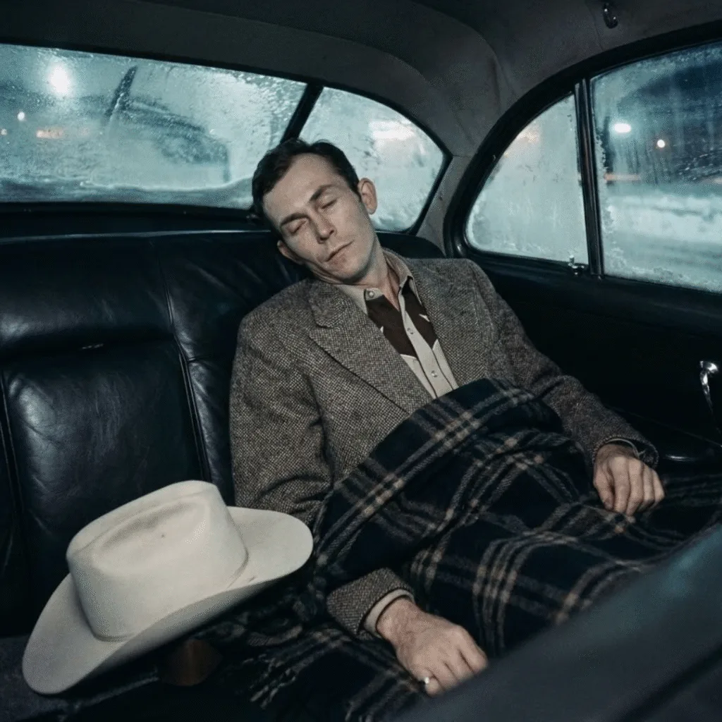 It began as a desperate race against nature. In late 1952, country music legend Hank Williams was determined to reach Charleston, but a brutal Nashville ice storm grounded his flight. Forced into a Cadillac with hired driver Charles Carr, the journey quickly took an ominous turn. After a worrying stop at the Andrew Johnson Hotel where Hank required a doctor, the duo vanished into the freezing night. Somewhere near Bristol, Hank uttered a faint refusal to eat—words now steeped in mystery. Miles later, at a desolate gas station in Oak Hill, Carr turned to check on his passenger and made a chilling discovery that shattered the music world. What really transpired during those final, silent hours in the backseat?