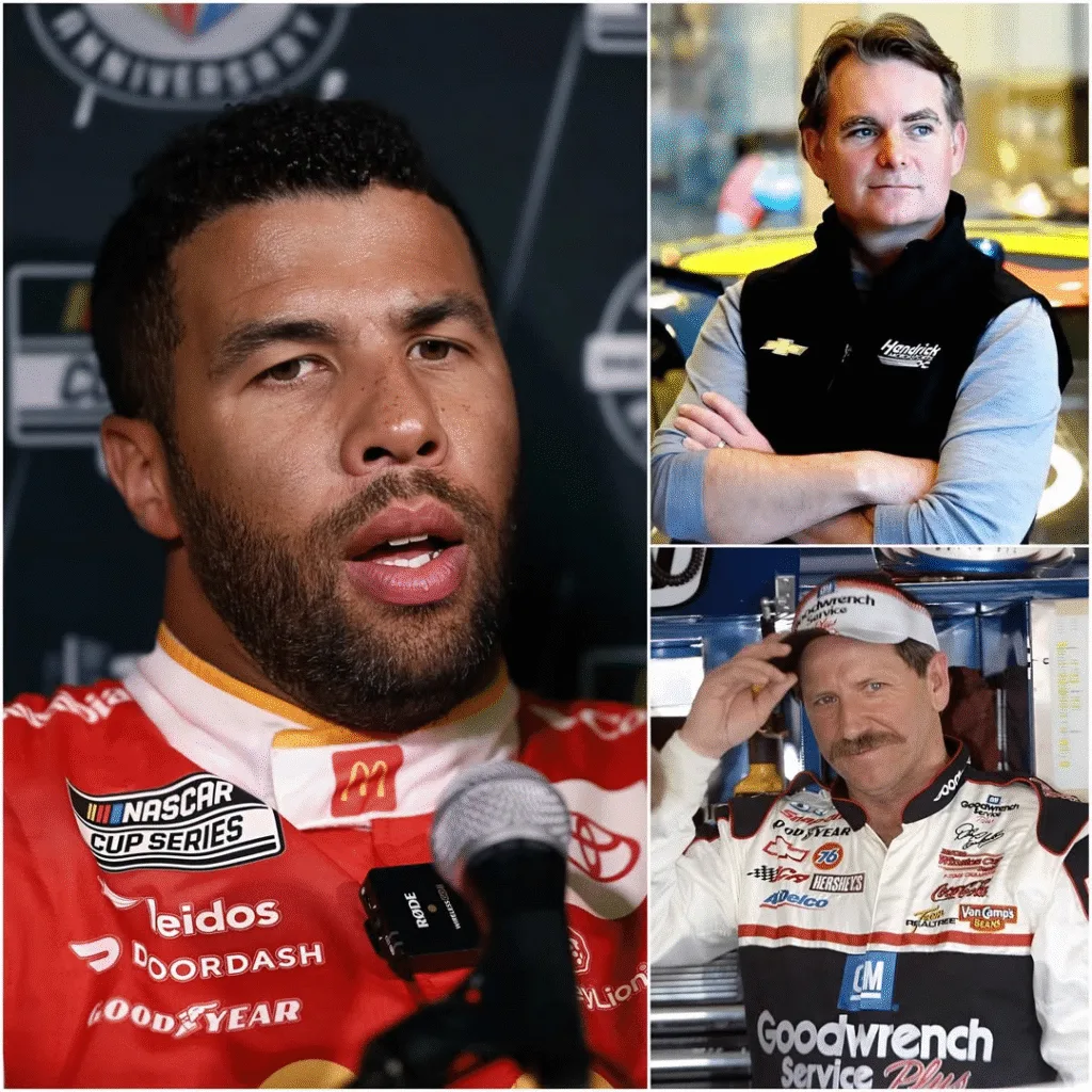 SHOCKING BREAKING NEWS: Just minutes after leaving the pit lane, Bubba Wallace claimed he had “surpassed” Dale Earnhardt and Jeff Gordon in NASCAR history — a statement that sent the entire press conference room into a frenzy. But even more shocking was his final warning about the 2026 championship race… The NASCAR media room was still vibrating with engine echoes when Bubba Wallace strode to the podium, visor tucked under his arm, eyes locked on the cameras that have both celebrated and scrutinized him, as if the entire history of stock car racing were compressed into that single, electrifying moment. Reporters leaned forward like a synchronized wave, notepad pens hovering in anticipation, knowing that Wallace rarely speaks without calculated intent, yet sensing that this time the calculation might have surrendered to raw, combustible conviction that could reshape how future generations interpret modern NASCAR legends. Jeff Gordon Turns Heads With Comment After The Daytona 500 - The Spun He began softly, referencing tire pressures, track temperatures, and pit strategies, then pivoted abruptly, declaring that his career trajectory had already eclipsed the cultural impact of Dale Earnhardt and the technical brilliance of Jeff Gordon combined. The room exhaled in collective disbelief. Social media detonated instantly, with hashtags comparing Wallace to racing royalty trending worldwide, while veteran commentators accused him of rewriting history, disrespecting tradition, and weaponizing modern visibility against icons who built the very platform he now commands with iron resolve. Wallace did not backtrack, instead leaning into the controversy, arguing that championships are only one metric, while influence, representation, and the ability to attract new fans define a driver’s true legacy in a rapidly diversifying sport of the present era. Critics countered that Earnhardt’s intimidation and Gordon’s precision transformed NASCAR’s competitive DNA, insisting that Wallace’s bold claim ignored decades of sacrifice, innovation, and risk taken by drivers who raced before corporate sponsorship softened the edges of the sport itself today. Behind the scenes, team engineers reportedly exchanged anxious glances, aware that Wallace’s rhetoric could either galvanize his crew or fracture relationships with sponsors who prefer humility over headline-grabbing declarations that invite backlash from traditional fan communities nationwide and beyond borders. Yet Wallace seemed energized, almost liberated, describing how growing up watching NASCAR from the margins shaped his hunger to redefine success beyond checkered flags and trophy cabinets polished for television and corporate storytelling about American speed and competitive destiny itself. He then delivered the chilling twist reporters had been waiting for, warning that this season’s championship would not merely validate his statement but expose hidden power structures he claimed were quietly manipulating outcomes behind pit walls and boardrooms across NASCAR. That suggestion ignited speculation about race officiating, manufacturer favoritism, and data-sharing alliances, with analysts dissecting every past caution, restart, and penalty through a newly suspicious, conspiratorial lens that blurred entertainment, commerce, and authentic competition together in uncomfortable ways tonight everywhere. Veteran drivers privately expressed concern that Wallace’s words could fracture locker room trust, yet some younger racers admitted his fearlessness resonated with their own frustrations about visibility and opportunity within a system still dominated by legacy gatekeepers and sponsors alike. NASCAR officials issued a carefully worded statement praising open dialogue while emphasizing that all races remain fair, transparent, and governed by rigorous data oversight designed to prevent any manipulation that could undermine fan confidence or competitive integrity in the sport. Dale Earnhardt - Auto Racing Driver Still, Wallace’s final warning lingered like exhaust in a closed garage, prompting whispers that he possessed evidence, insider testimony, or telemetry anomalies he planned to reveal at a strategically devastating moment that could upend championship narratives forever this very season. Fans were split into warring camps, some celebrating Wallace as a truth-teller challenging stale hierarchies, others condemning him as reckless, arrogant, and desperate for attention that cheapened the sacrifices of past champions and their grieving families in public memory today. Marketing analysts predicted record viewership spikes, noting that controversy has always fueled NASCAR’s digital engagement, yet warning that sustained hostility could alienate long-term audiences if not carefully managed by networks, sponsors, teams, and the league itself in coming months ahead. Wallace, however, appeared unmoved, framing his stance as a necessary disruption, comparing it to athletes who challenged racial barriers, technological stagnation, and media narratives that confined them to narrow stereotypes rather than multidimensional sporting excellence across global motorsport culture today. As night fell over the track, mechanics tightened bolts under flickering lights, fully aware that Wallace’s declaration had transformed a routine race weekend into a cultural battleground where speed, politics, history, and identity would collide on asphalt and screens everywhere. The next morning’s headlines blared across tabloids and mainstream outlets alike, some praising Wallace’s courage, others framing him as a villain challenging untouchable icons whose legacies are treated like sacred scripture within NASCAR’s emotional mythology by traditionalist fanbases and media. Whether Wallace truly surpasses Earnhardt and Gordon will ultimately be judged not by press conferences but by victories, resilience, and the stories fans tell decades from now about this explosive moment that fractured and reshaped NASCAR in real time today. For now, his sensational statement hangs in the air like burning rubber, daring the championship to either crown him or expose the limits of his audacious, polarizing, history-challenging vision that could redefine what greatness means in NASCAR for generations ahead. Sponsors watched the unfolding drama with guarded fascination, calculating risk versus reward as Wallace’s brand shifted from competitive driver to cultural provocateur who dominates every news cycle and digital conversation across multiple demographic segments in and beyond motorsport circles. Jeff Gordon on horsepower debate: Increase would not be fix-all | NASCAR Academics in sports sociology began drafting think pieces, arguing that Wallace’s claim symbolizes a broader generational struggle over memory, power, and narrative ownership within American racing where inclusion challenges nostalgia without necessarily erasing its emotional weight for older fans everywhere. Meanwhile, pit crews whispered that Wallace had been unusually calm all weekend, suggesting he already knew the storm his words would unleash across garages, boardrooms, and living rooms where families argue over heroes, villains, and progress in racing culture itself. As engines fired for the next session, the crowd roared louder than usual, sensing that every lap Wallace ran now carried symbolic weight far beyond points toward defining whether his prophecy becomes legend or hubris written in tire smoke tonight. Whatever happens, this press conference will be remembered as the moment Bubba Wallace challenged not just rivals, but the entire story NASCAR tells about itself, forcing fans, drivers, and executives to confront uncomfortable truths about greatness in modern motorsport forever.